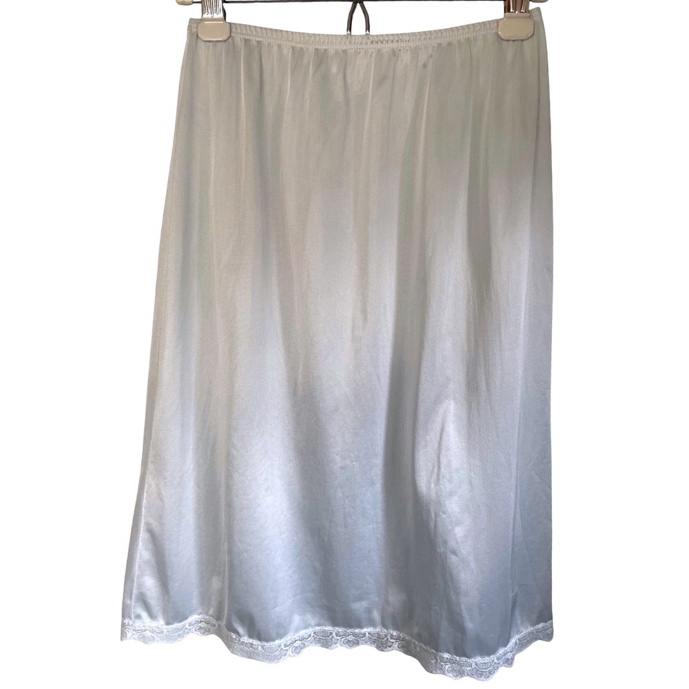 Lorraine Vintage White Nylon Half Slip Lace Trim Tall Medium Made in USA